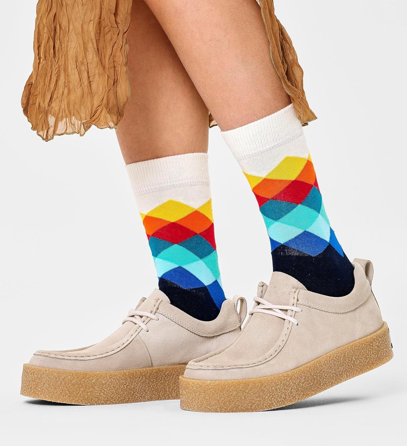 imageHappy Socks Geometric Patterns Designs Socks for Men and Women Multicolor Gift Boxes made with Sustainable Cotton4pack Multicolor Set