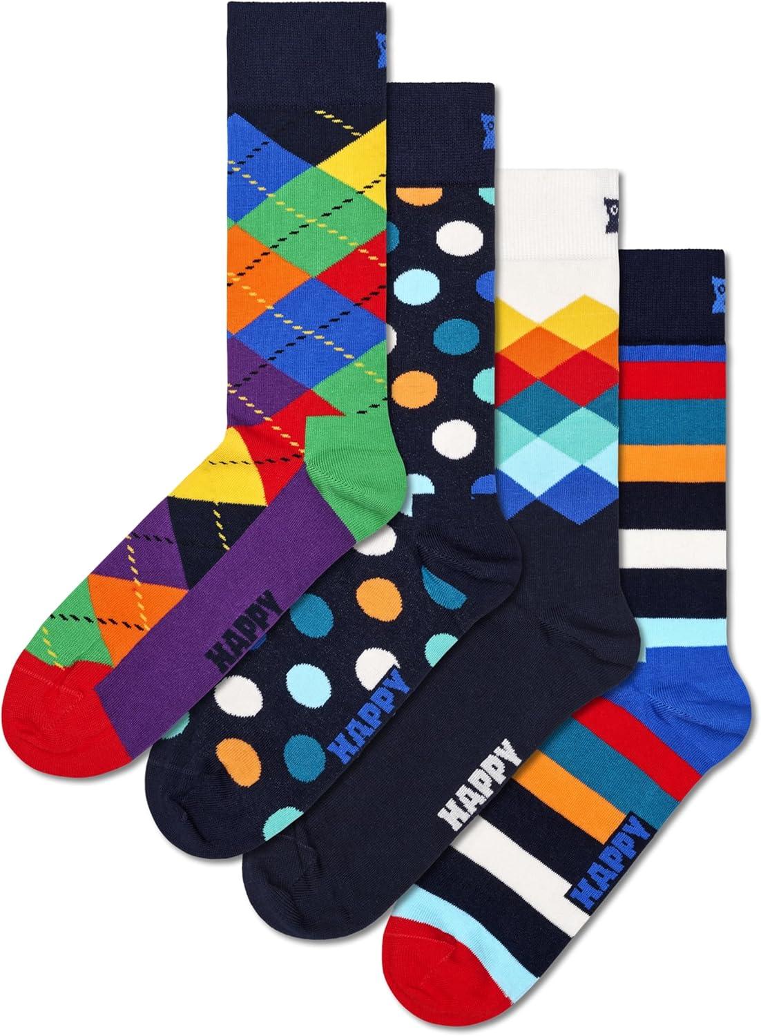 imageHappy Socks Geometric Patterns Designs Socks for Men and Women Multicolor Gift Boxes made with Sustainable Cotton4pack Multicolor Set