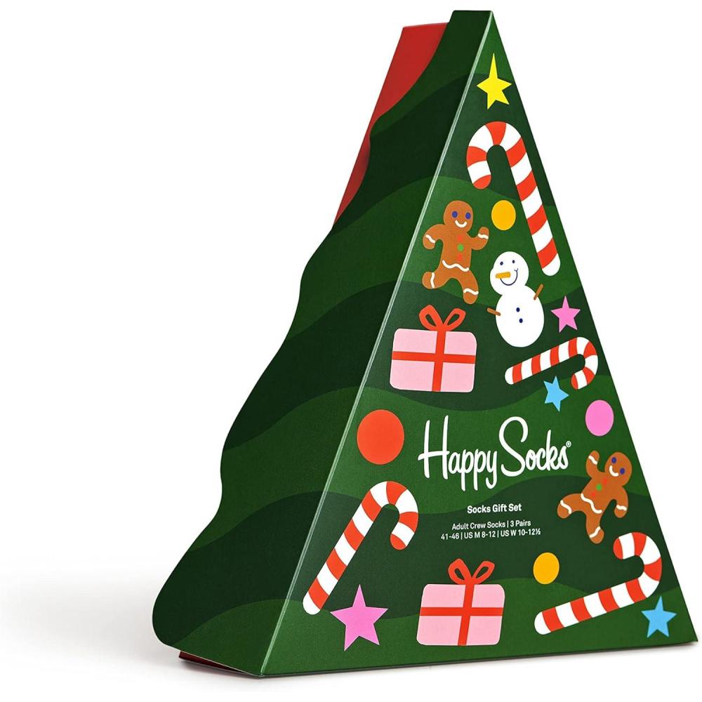 imageHappy Socks Christmas Tree and Santa Collection for Men and Women Made with Sustainable Cotton Holiday Styles US Alpha Medium Large Regular Regular 3Pack Decoration Time Gift Set
