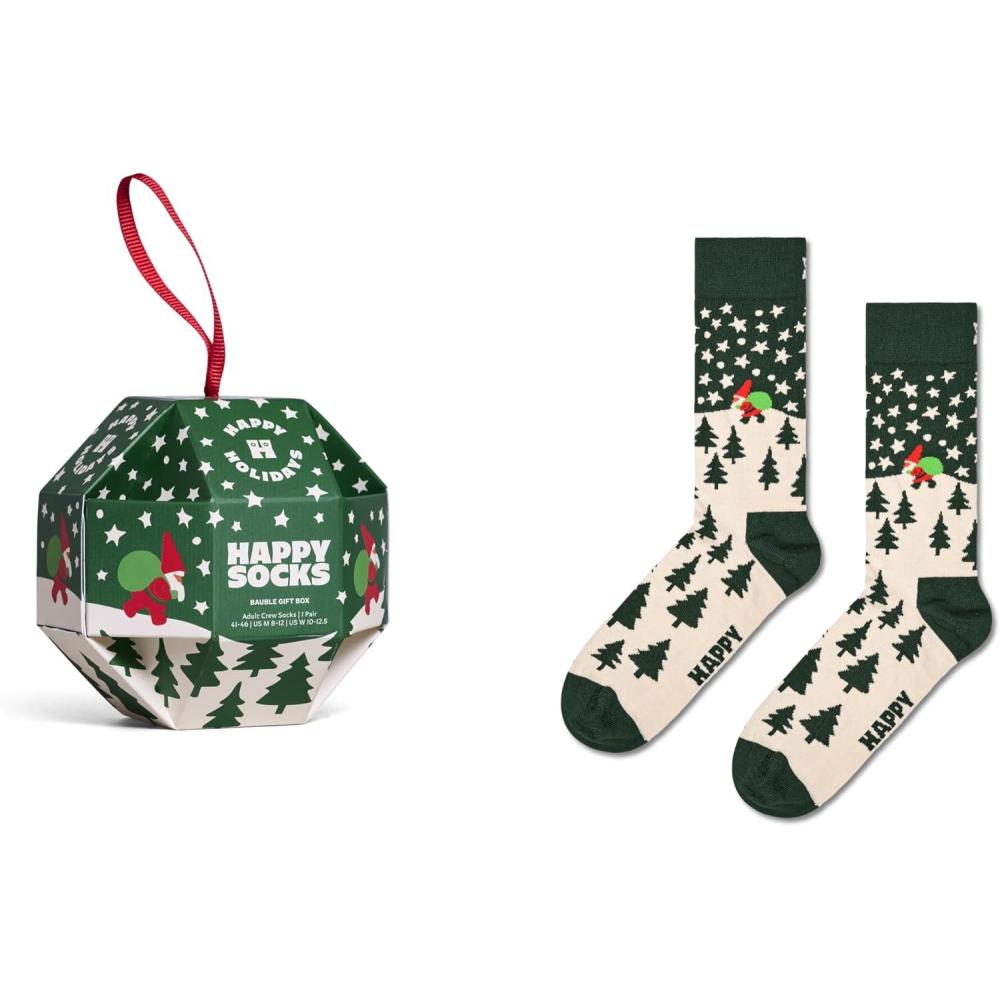 imageHappy Socks Crew Socks Santa Snow Globe1Pack Ornament Gift Box SetMediumLarge