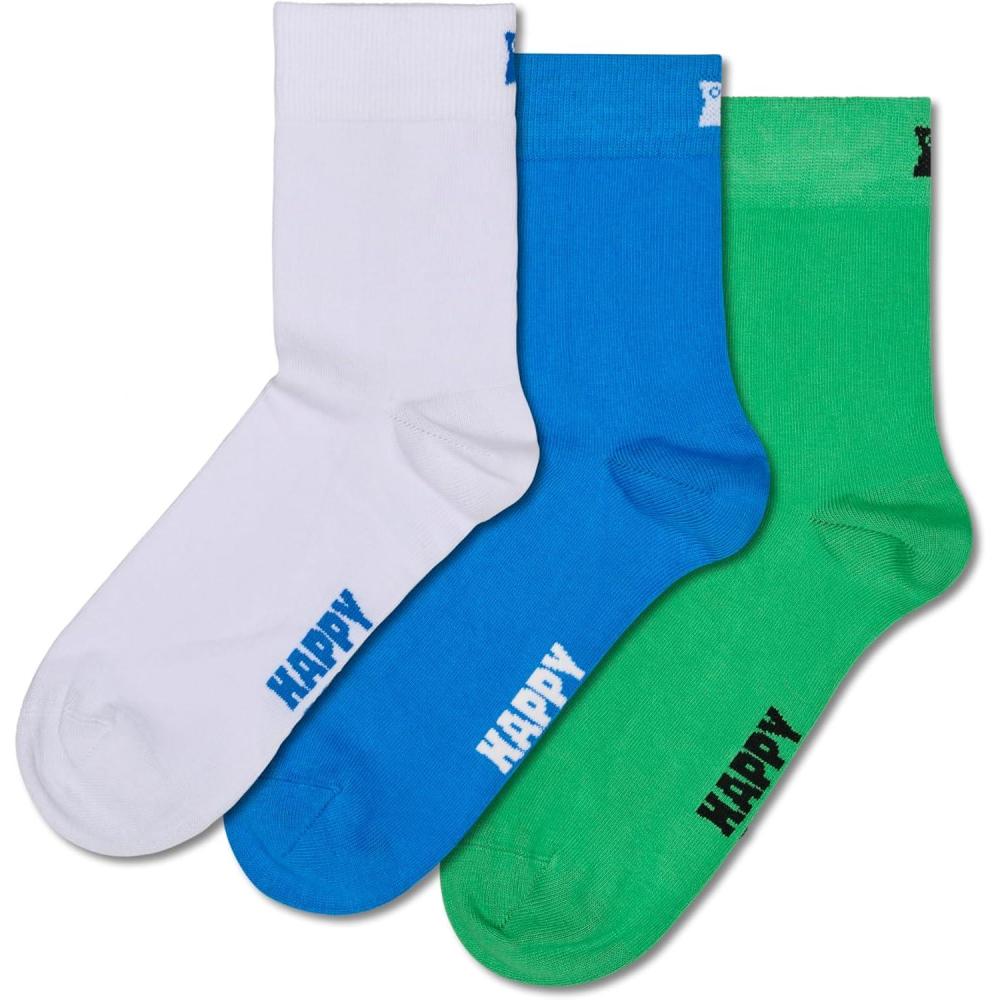 imageHappy Socks Everyday Classic Solid Color MidCrew SocksMade with Organic CottonMultiPacksWhite 3pack