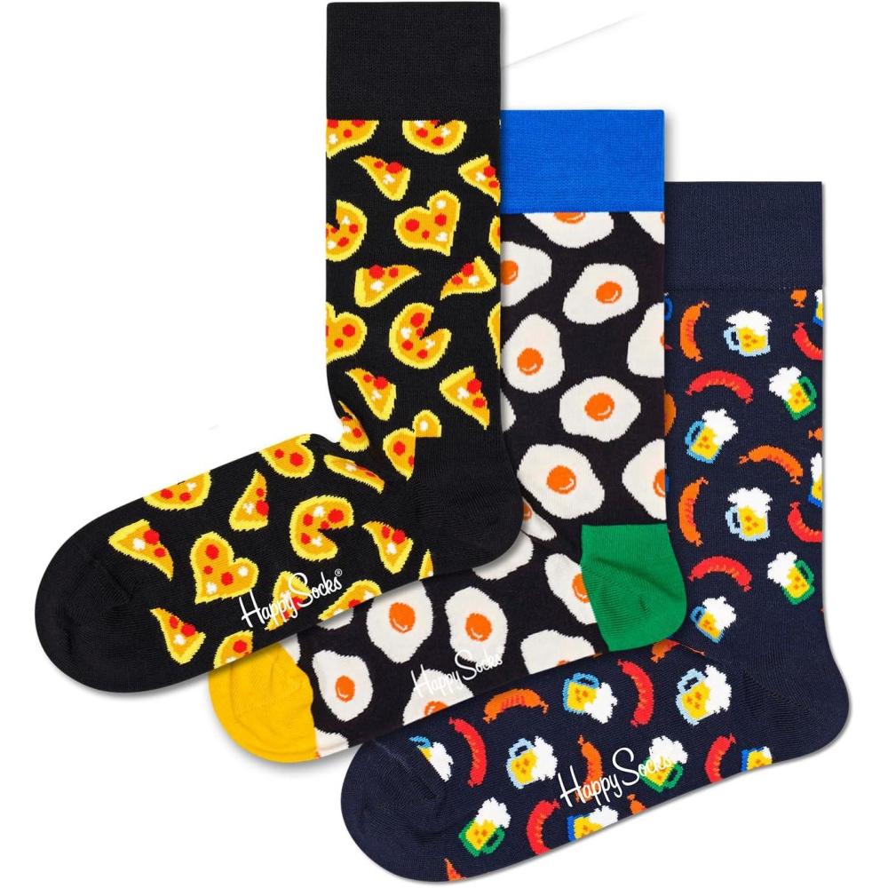 imageHappy Socks Foodie Design Sustainable Crew Sock Gift Box Sets For Men and Women Burger Ice Cream Picnic3pack Food Mix Socks