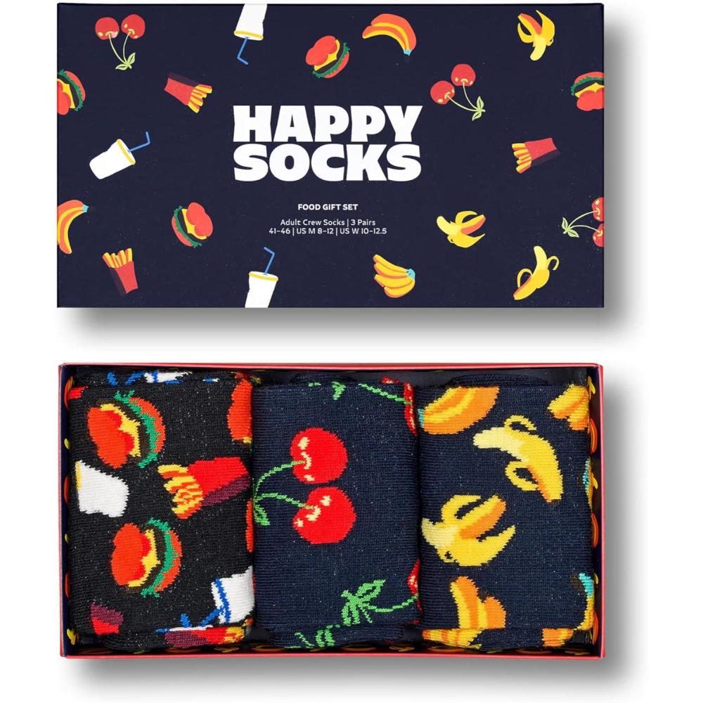 imageHappy Socks Foodie Design Sustainable Crew Sock Gift Box Sets For Men and Women Burger Ice Cream Picnic3pack Food Socks Gift Set