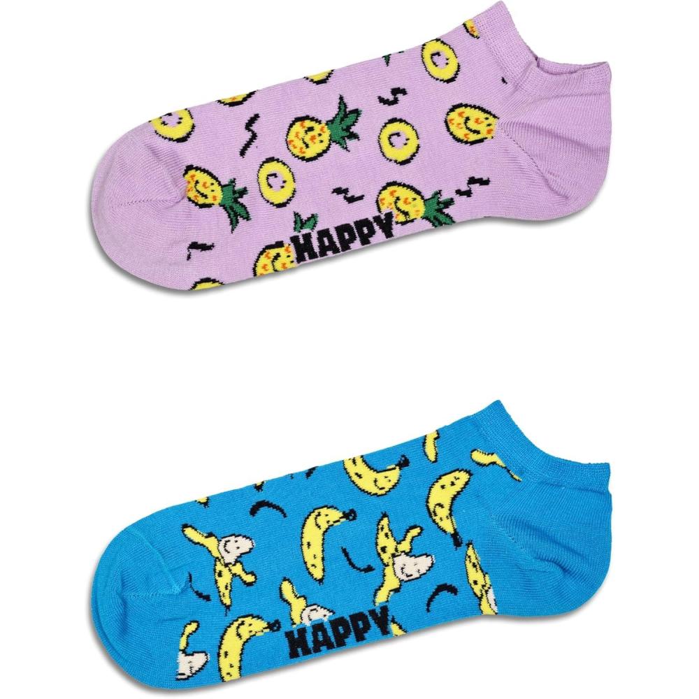 imageHappy Socks Fruit Themed Socks Gift Set for Men and WomenSustainable Cotton Cherry Banana Strawberry and More2pack Fruit Low Socks