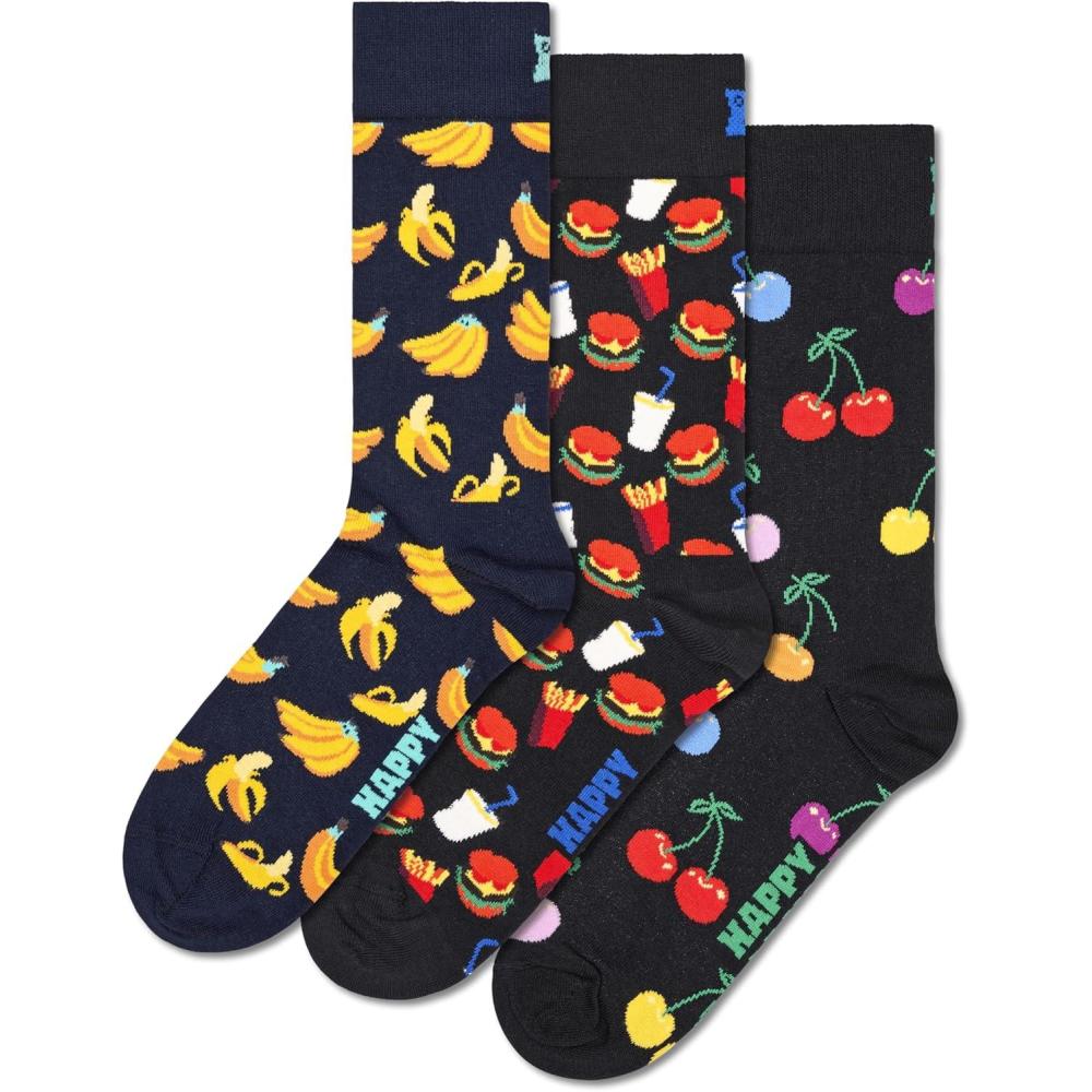imageHappy Socks Fruit Themed Socks Gift Set for Men and WomenSustainable Cotton Cherry Banana Strawberry and More3pack Classic Banana Socks
