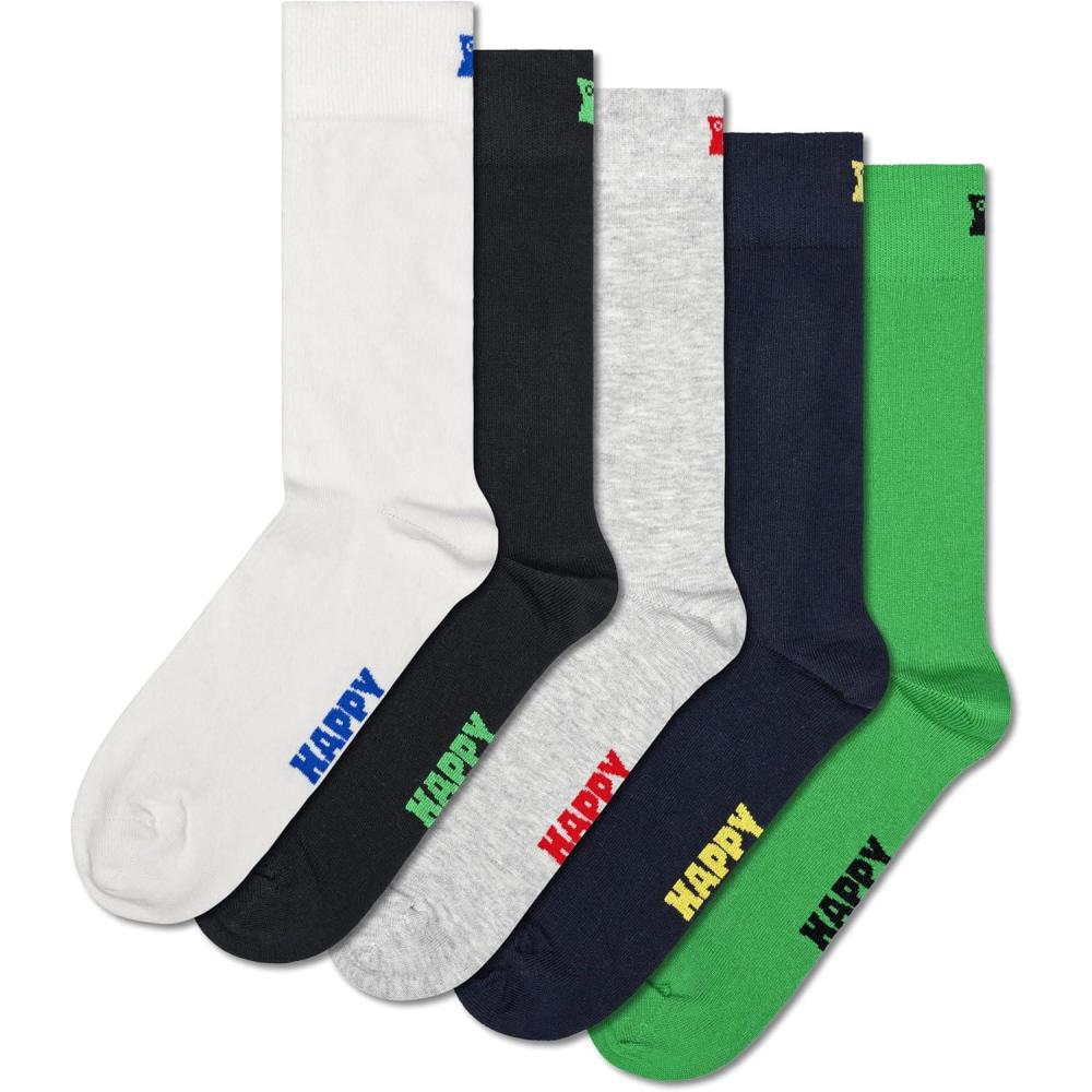 imageHappy Socks Solid Colored Sock Set For Men and Women Made with Sustainable Organic Cotton5pack Solid Mixed a