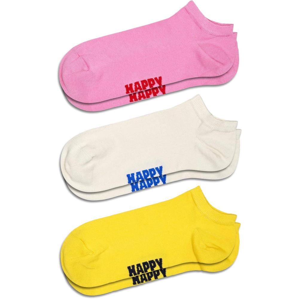 imageHappy Socks Solid Colored Sock SetsLow ampamp Sneaker Styles For Men and Women Made with Sustainable Organic Cotton3pack Pink White Yellow
