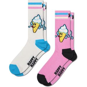 Happy Socks 2-Pack Sustainable- Ice Cream Design Crew Socks for Men and Women-Size Medium/Large