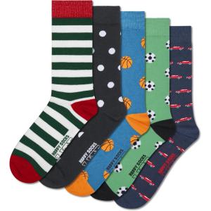 Happy Socks Basics Collection- Multi-Pack Crew Socks for Men and Women- Sports and Food Themed(5-pack Sports Socks)