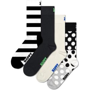 Happy Socks Black & White Design – Crew, Low Socks for Men & Women, with Gift Boxes – Sustainable Cotton (US, Alpha, Medium, Large, Regular, Regular, 4-Pack Black and White Mix Socks)