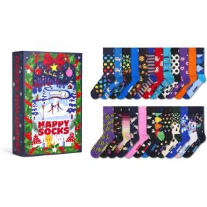 Happy Socks Christmas Advent Calendar- Classic, Funky and Holiday Styles- 24-Sock Gift Set -Medium/Large