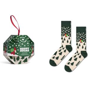 Happy Socks Crew Socks- Santa Snow Globe-1-Pack Ornament Gift Box Set-Medium/Large
