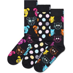 Happy Socks Dog, Cat, Turtle, Frog & Animal Themed Gift Socks- For Men and Women, made with Sustainable Cotton (US, Alpha, Medium, Large, Regular, Regular, 3-Pack Classic Dog Socks)