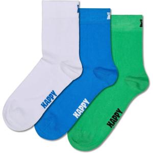 Happy Socks Everyday Classic Solid Color Mid-Crew Socks-Made with Organic Cotton-Multi-Packs(White 3-pack)