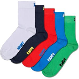 Happy Socks Everyday Classic Solid Color Mid-Crew Socks-Made with Organic Cotton-Multi-Packs(White 5-pack)