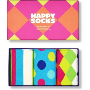 Happy Socks Fun Blue Crew Socks SetS, for Men and Women, made with Sustainable Cotton (US, Alpha, Medium, Large, Regular, Regular, 3-Pack Light Blue Mix Socks Gift Set)