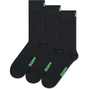 Happy Socks Solid Colored Sock Set- For Men and Women, Made with Sustainable Organic Cotton(3-pack Black)