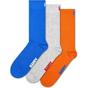 Happy Socks Solid Colored Sock Set- For Men and Women, Made with Sustainable Organic Cotton(3-pack Blue white & Red)