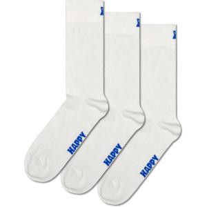 Happy Socks Solid Colored Sock Set- For Men and Women, Made with Sustainable Organic Cotton(3-pack White)
