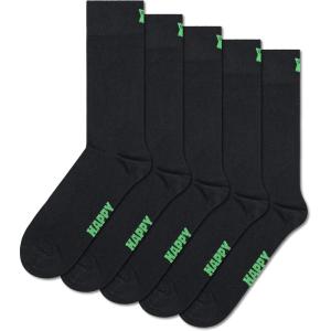 Happy Socks Solid Colored Sock Set- For Men and Women, Made with Sustainable Organic Cotton(5-pack Black)