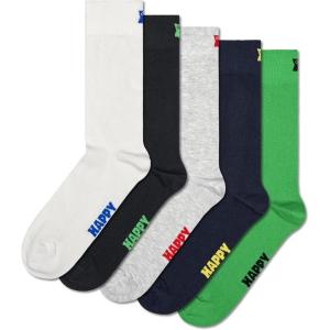 Happy Socks Solid Colored Sock Set- For Men and Women, Made with Sustainable Organic Cotton(5-pack Solid Mixed a)