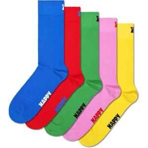 Happy Socks Solid Colored Sock Set- For Men and Women, Made with Sustainable Organic Cotton(5-pack Solid Socks)