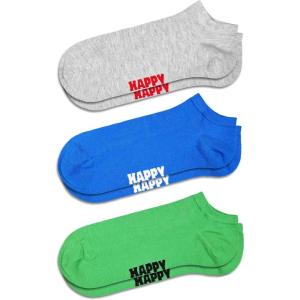 Happy Socks Solid Colored Sock Sets-Low & Sneaker Styles- For Men and Women, Made with Sustainable Organic Cotton(3-pack Green  White & Blue)