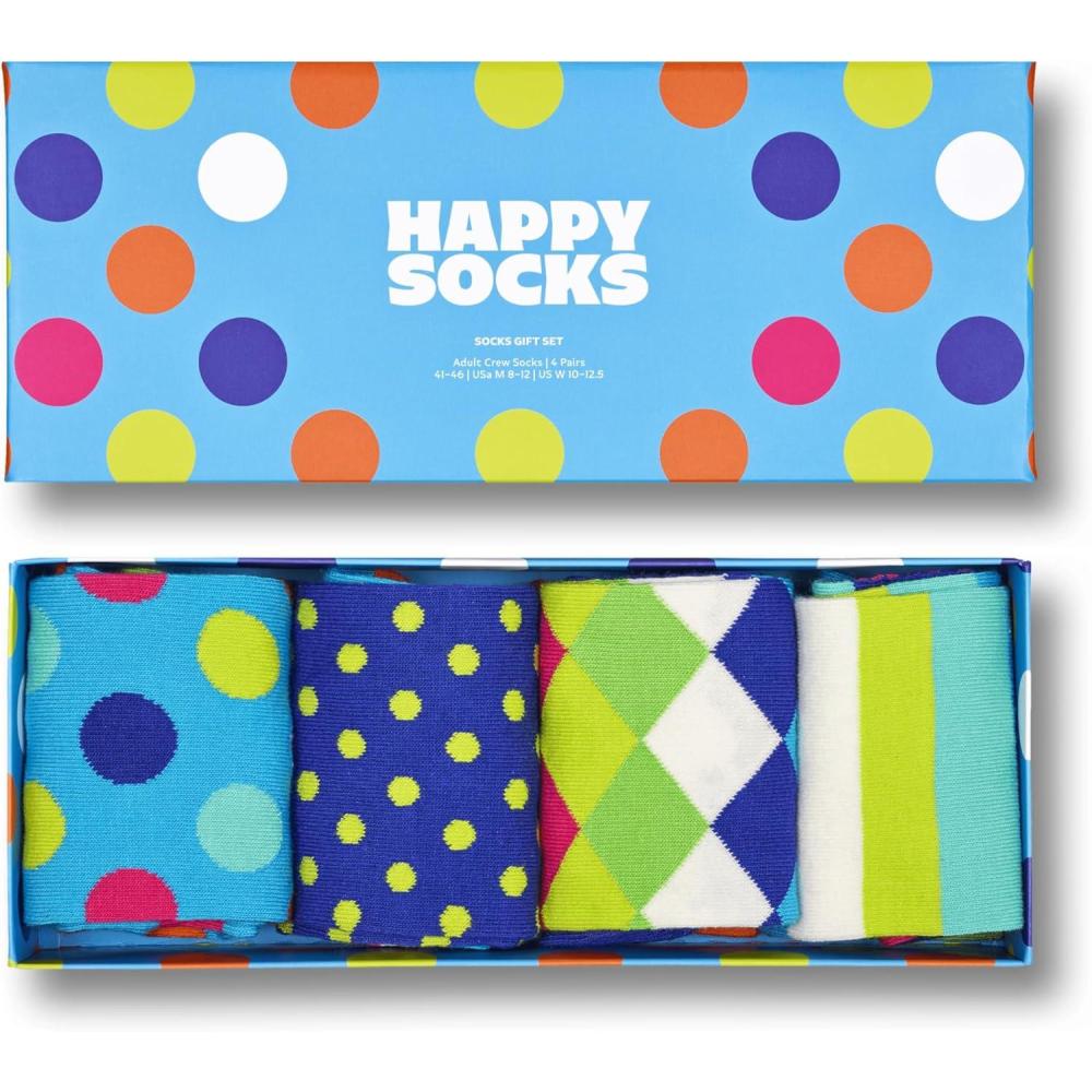 imageHappy Socks Crew Socks Set for Men and Women made with Sustainable Cotton  Blue and Green  size 1013  4Pack