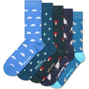 Happy Socks Basics Collection- Multi-Pack Crew Socks for Men and Women- Nature & Animal Themed (US, Alpha, Medium, Large, Regular, Regular, 5-Pack LITE Nature Socks)