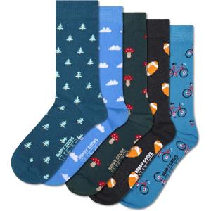 Happy Socks Basics Collection-Colors, Stripes, Food & Sports- for Men and Women, made with Sustainable Cotton (US, Alpha, Small, Medium, Regular, Regular, 5-Pack LITE Nature Socks)
