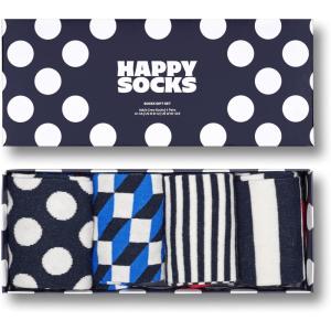 Happy Socks Crew Socks Set, for Men and Women, made with Sustainable Cotton – Blue, White and Red – size 10-13 – 4-Pack