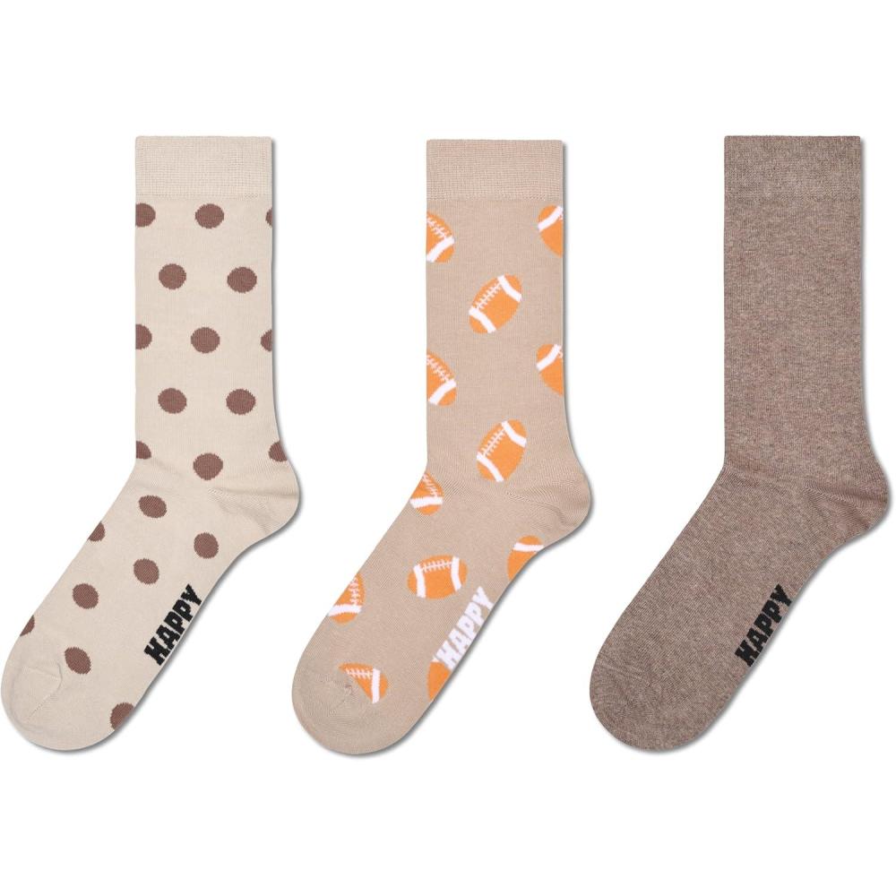 imageHappy Socks 3Pack Football Socks Beige ML