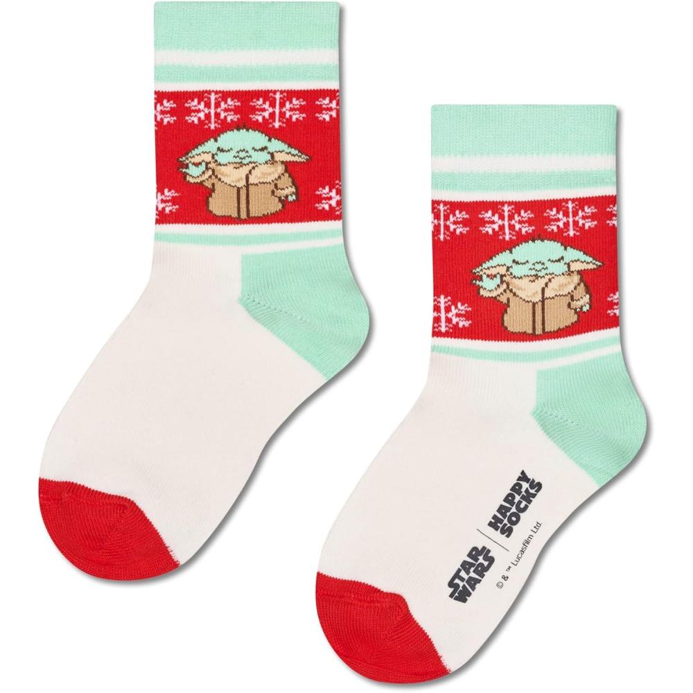 imageHappy Socks boys Kids Star Wars Grogu Snowflake SockWhite