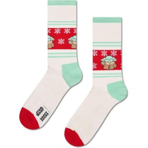 Happy Socks Star Wars Grogu Snowflake Sneaker Sock(White)