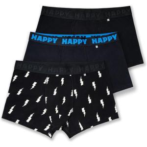 Happy Socks Men’s 3-pack Black and White Short Boxers(Black)